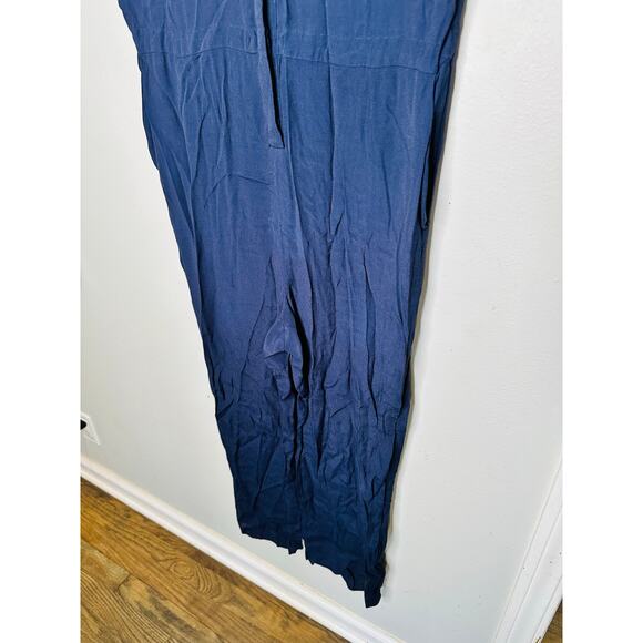 THAKOON COLLECTIVE Navy Short Sleeve Collared Front Button Jumpsuit Size 6 - Picture 6 of 13